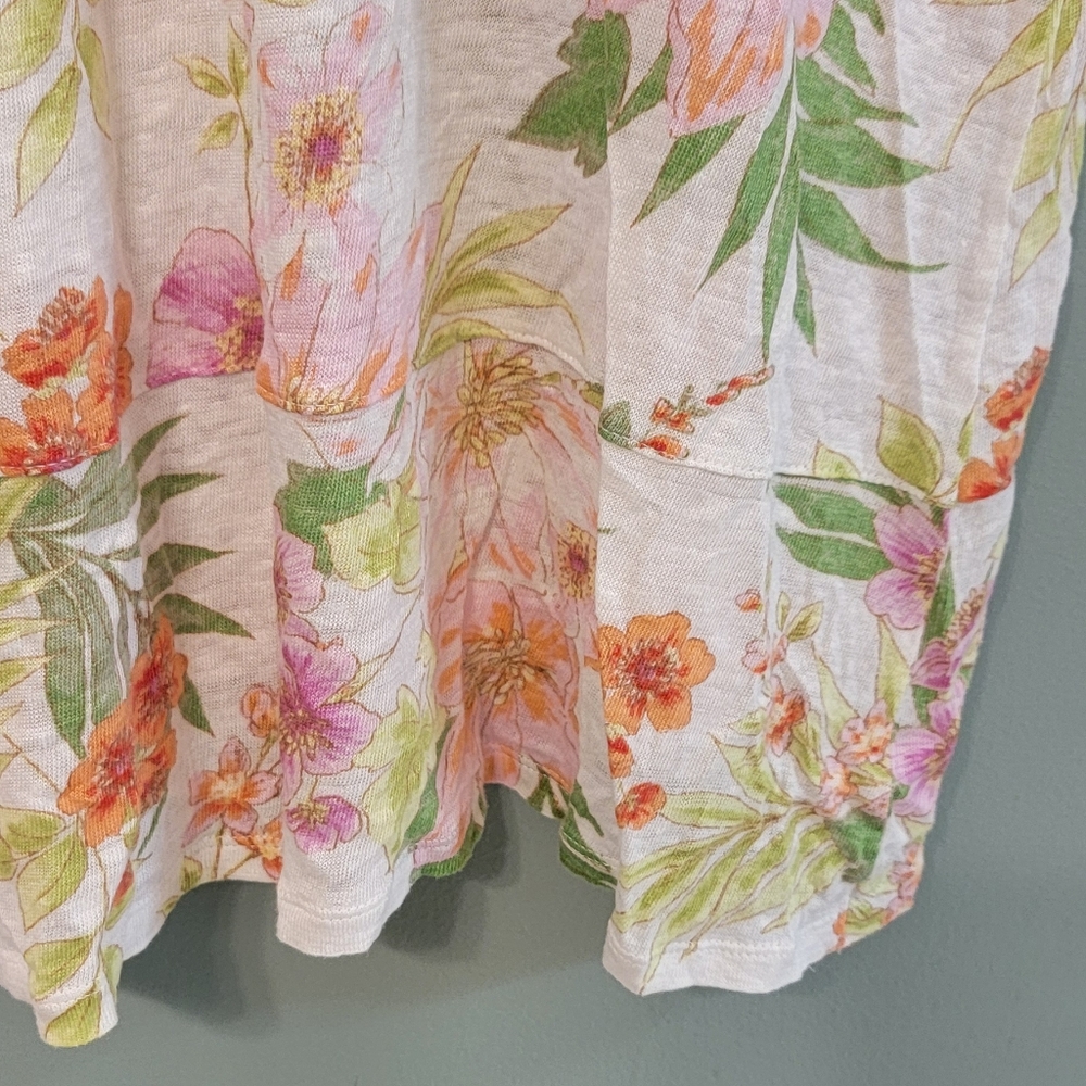 J.Jill Love‎ Linen Womens Floral Coastal Beachy Lightweight Top Size XL - Picture 8 of 11